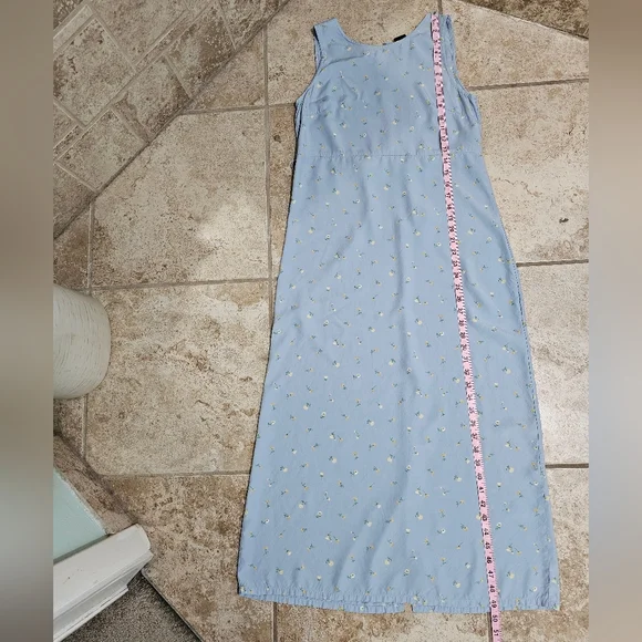 GAP Womens Size 6 Midi Dress Blue Floral Rayon Cottagecore Vintage Summer Boho - Picture 7 of 7